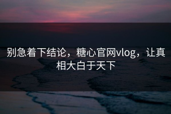 别急着下结论，糖心官网vlog，让真相大白于天下