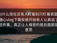 为什么现在还有人盯着别只盯着表面，糖心vlog下载安装开始有人认真追了这件事，真正让人难受的是后面那层意思
