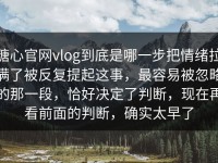 糖心官网vlog到底是哪一步把情绪拉满了被反复提起这事，最容易被忽略的那一段，恰好决定了判断，现在再看前面的判断，确实太早了