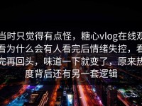 当时只觉得有点怪，糖心vlog在线观看为什么会有人看完后情绪失控，看完再回头，味道一下就变了，原来热度背后还有另一套逻辑