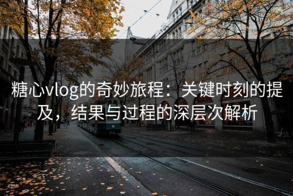 糖心vlog的奇妙旅程：关键时刻的提及，结果与过程的深层次解析