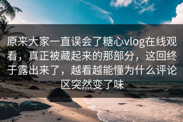 原来大家一直误会了糖心vlog在线观看，真正被藏起来的那部分，这回终于露出来了，越看越能懂为什么评论区突然变了味