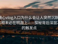糖心vlog入口为什么会让人突然沉默，真相未必在明面上——探秘背后深层次的触发点