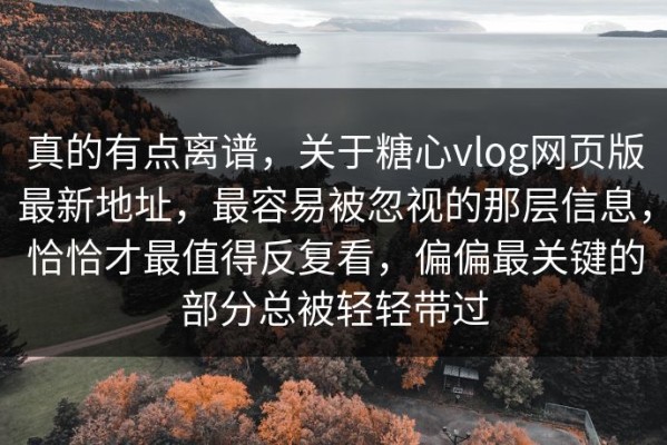 真的有点离谱，关于糖心vlog网页版最新地址，最容易被忽视的那层信息，恰恰才最值得反复看，偏偏最关键的部分总被轻轻带过