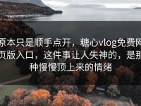 原本只是顺手点开，糖心vlog免费网页版入口，这件事让人失神的，是那种慢慢顶上来的情绪