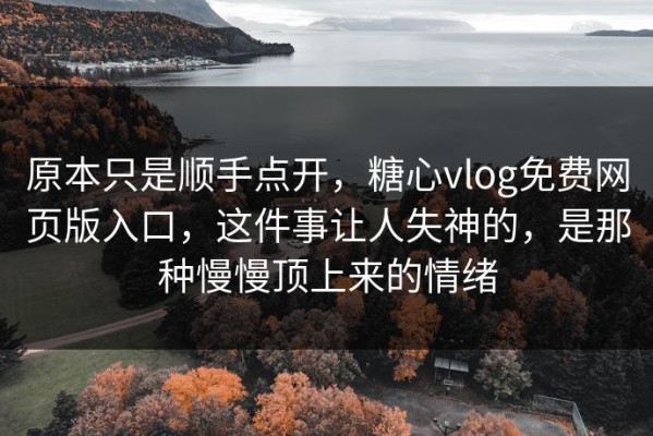 原本只是顺手点开，糖心vlog免费网页版入口，这件事让人失神的，是那种慢慢顶上来的情绪