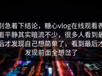 别急着下结论，糖心vlog在线观看表面平静其实暗流不少，很多人看到最后才发现自己想简单了，看到最后才发现前面全想岔了