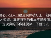 糖心vlog入口最近突然被盯上，细看才知道，真正特别的根本不是表面，这次真的不像随便热一下就过去