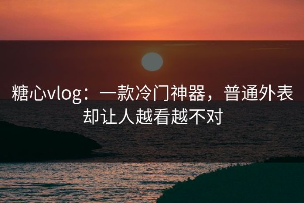 糖心vlog：一款冷门神器，普通外表却让人越看越不对