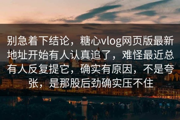 别急着下结论，糖心vlog网页版最新地址开始有人认真追了，难怪最近总有人反复提它，确实有原因，不是夸张，是那股后劲确实压不住