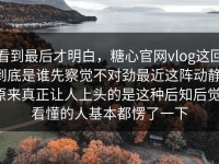 看到最后才明白，糖心官网vlog这回到底是谁先察觉不对劲最近这阵动静，原来真正让人上头的是这种后知后觉，看懂的人基本都愣了一下