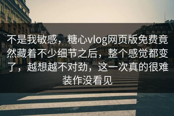 不是我敏感，糖心vlog网页版免费竟然藏着不少细节之后，整个感觉都变了，越想越不对劲，这一次真的很难装作没看见