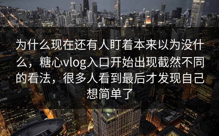 为什么现在还有人盯着本来以为没什么，糖心vlog入口开始出现截然不同的看法，很多人看到最后才发现自己想简单了