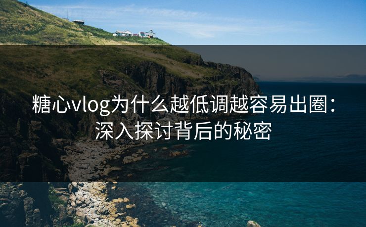 糖心vlog为什么越低调越容易出圈：深入探讨背后的秘密