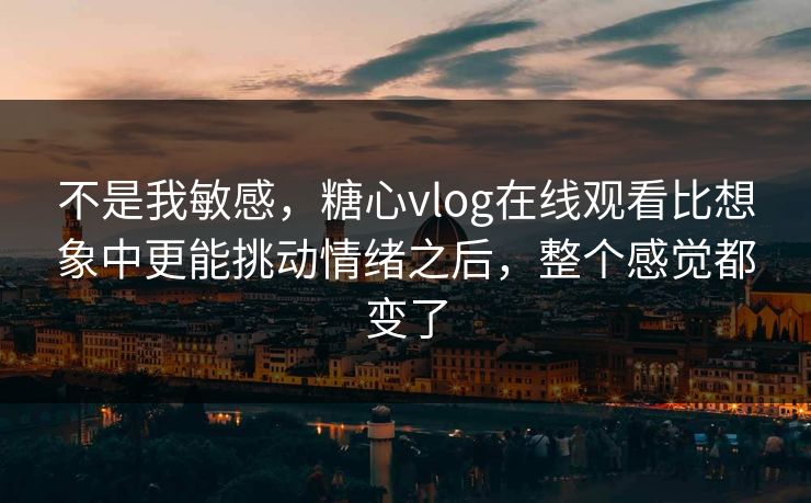 不是我敏感，糖心vlog在线观看比想象中更能挑动情绪之后，整个感觉都变了
