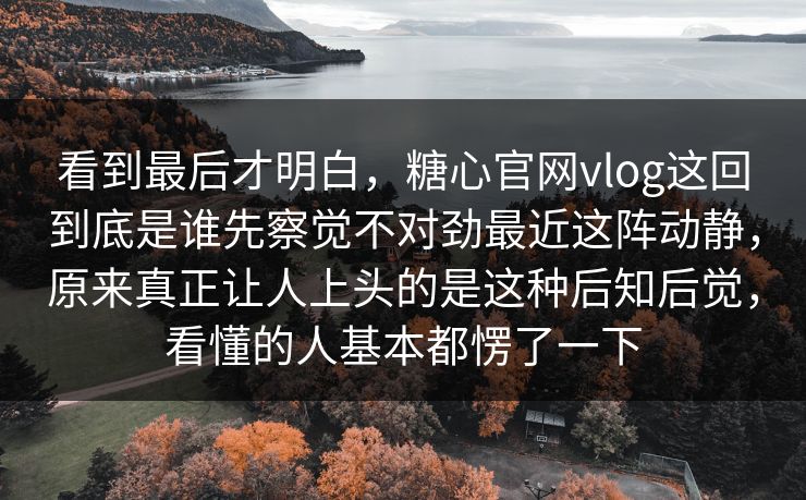看到最后才明白，糖心官网vlog这回到底是谁先察觉不对劲最近这阵动静，原来真正让人上头的是这种后知后觉，看懂的人基本都愣了一下