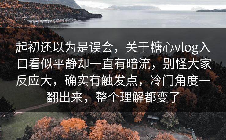 起初还以为是误会，关于糖心vlog入口看似平静却一直有暗流，别怪大家反应大，确实有触发点，冷门角度一翻出来，整个理解都变了