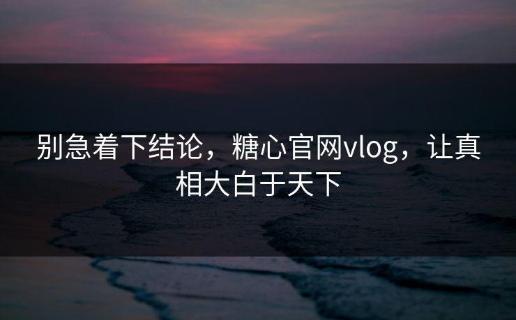 别急着下结论，糖心官网vlog，让真相大白于天下