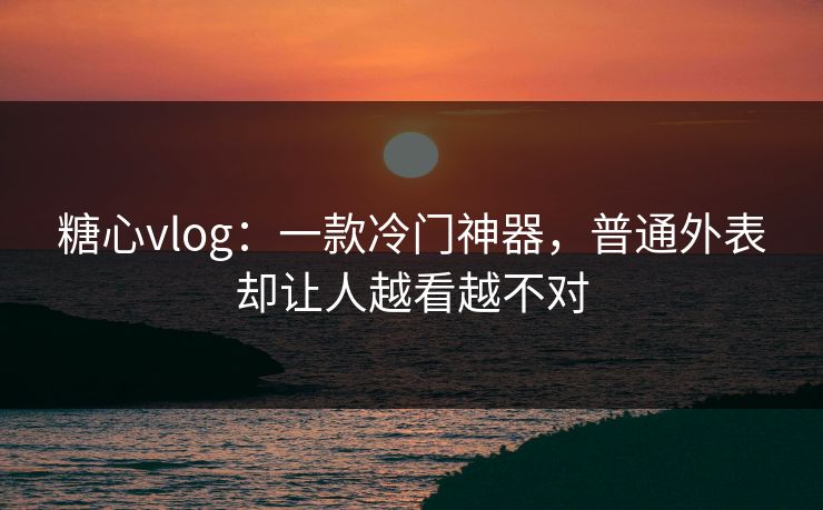 糖心vlog：一款冷门神器，普通外表却让人越看越不对