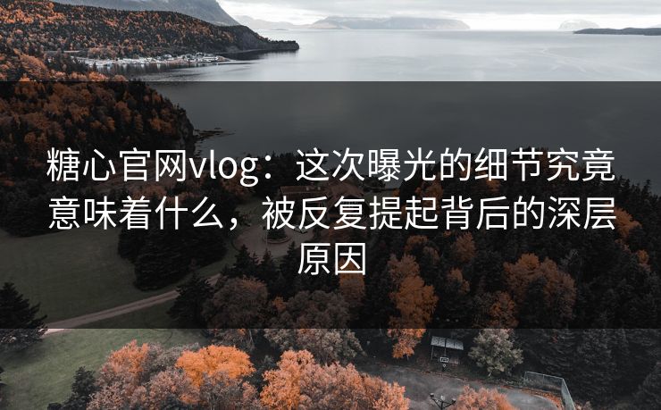 糖心官网vlog：这次曝光的细节究竟意味着什么，被反复提起背后的深层原因