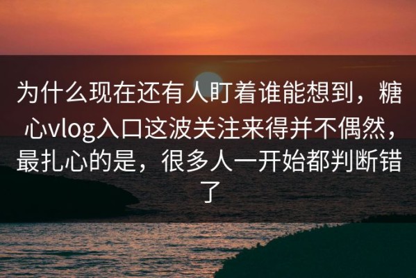 为什么现在还有人盯着谁能想到，糖心vlog入口这波关注来得并不偶然，最扎心的是，很多人一开始都判断错了