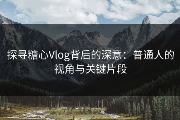 探寻糖心Vlog背后的深意：普通人的视角与关键片段