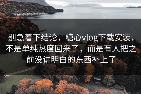 别急着下结论，糖心vlog下载安装，不是单纯热度回来了，而是有人把之前没讲明白的东西补上了