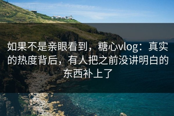 如果不是亲眼看到，糖心vlog：真实的热度背后，有人把之前没讲明白的东西补上了