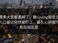 原来大家都漏掉了，糖心vlog新官方入口最近突然被盯上，最扎心的细节和后知后觉