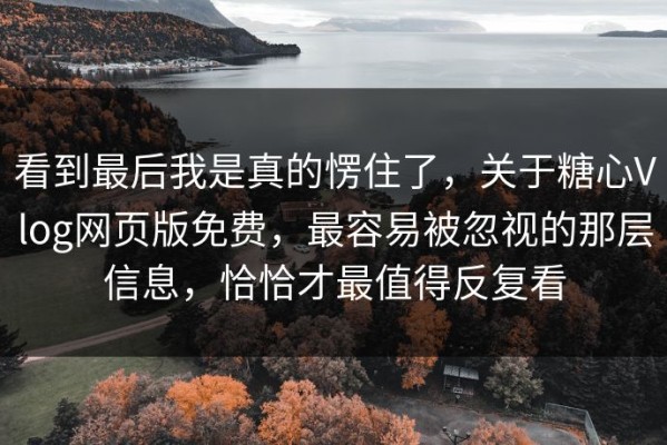 看到最后我是真的愣住了，关于糖心Vlog网页版免费，最容易被忽视的那层信息，恰恰才最值得反复看