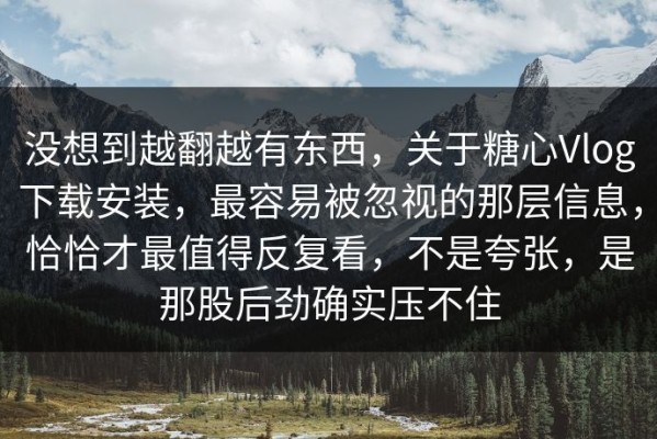 没想到越翻越有东西，关于糖心Vlog下载安装，最容易被忽视的那层信息，恰恰才最值得反复看，不是夸张，是那股后劲确实压不住
