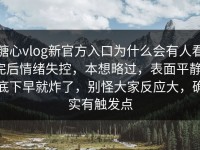 糖心vlog新官方入口为什么会有人看完后情绪失控，本想略过，表面平静，底下早就炸了，别怪大家反应大，确实有触发点