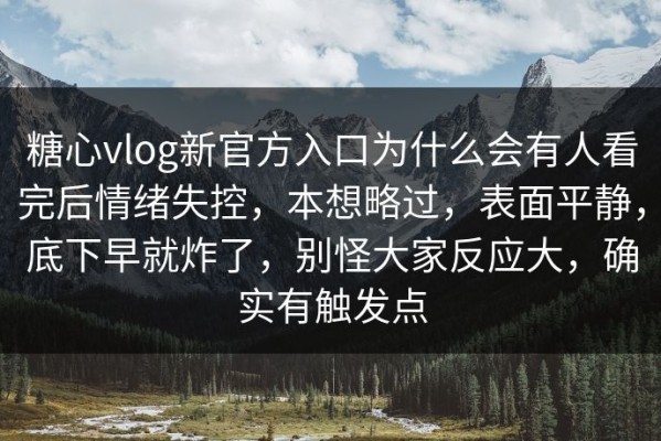 糖心vlog新官方入口为什么会有人看完后情绪失控，本想略过，表面平静，底下早就炸了，别怪大家反应大，确实有触发点