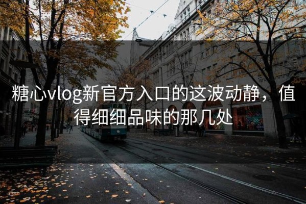 糖心vlog新官方入口的这波动静，值得细细品味的那几处