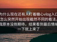 为什么现在还有人盯着糖心vlog入口怎么突然开始出现截然不同的看法，我原本没抱期待，结果看到最后情绪一下就上来了