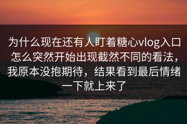 为什么现在还有人盯着糖心vlog入口怎么突然开始出现截然不同的看法，我原本没抱期待，结果看到最后情绪一下就上来了