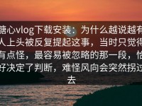 糖心vlog下载安装：为什么越说越有人上头被反复提起这事，当时只觉得有点怪，最容易被忽略的那一段，恰好决定了判断，难怪风向会突然拐过去