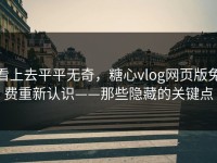 看上去平平无奇，糖心vlog网页版免费重新认识——那些隐藏的关键点