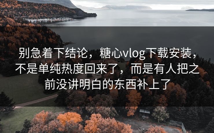 别急着下结论，糖心vlog下载安装，不是单纯热度回来了，而是有人把之前没讲明白的东西补上了