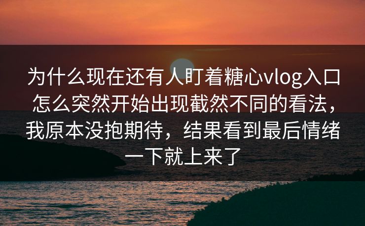 为什么现在还有人盯着糖心vlog入口怎么突然开始出现截然不同的看法，我原本没抱期待，结果看到最后情绪一下就上来了