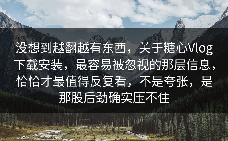 没想到越翻越有东西，关于糖心Vlog下载安装，最容易被忽视的那层信息，恰恰才最值得反复看，不是夸张，是那股后劲确实压不住